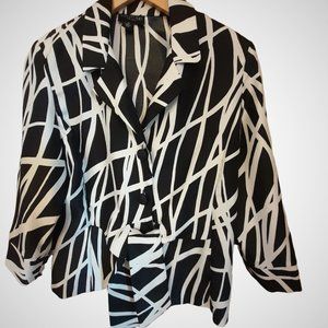 Perceptions New York Black & Ivory 3/4 sleeve blouse Size 12